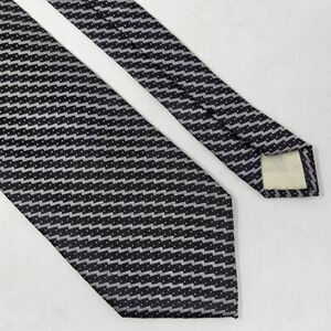 VINTAGE CLAUDE MONTANA SILK TIE BLACK WHITE DOT SATIN STRIPE 3.5" X 57"
